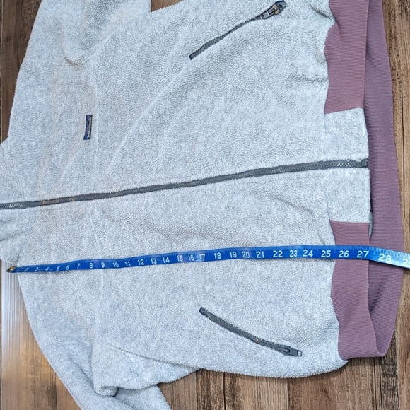 Vintage 80's Patagonia Fleece Jacket Made in USA Size XL in Gray with Plum Trim - Picture 14 of 14